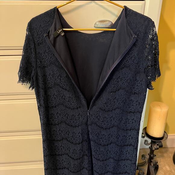 Lulus Women's Navy Blue Lace Shift Dress Size Large Wedding Guest Special Event - Picture 5 of 10